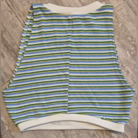 Zara Blue and Green Striped Muscle Tee - Picture 2 of 4